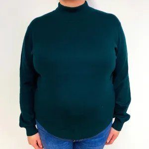 Deep Forest Green Cashmere Polo Neck Jumper Extra Large