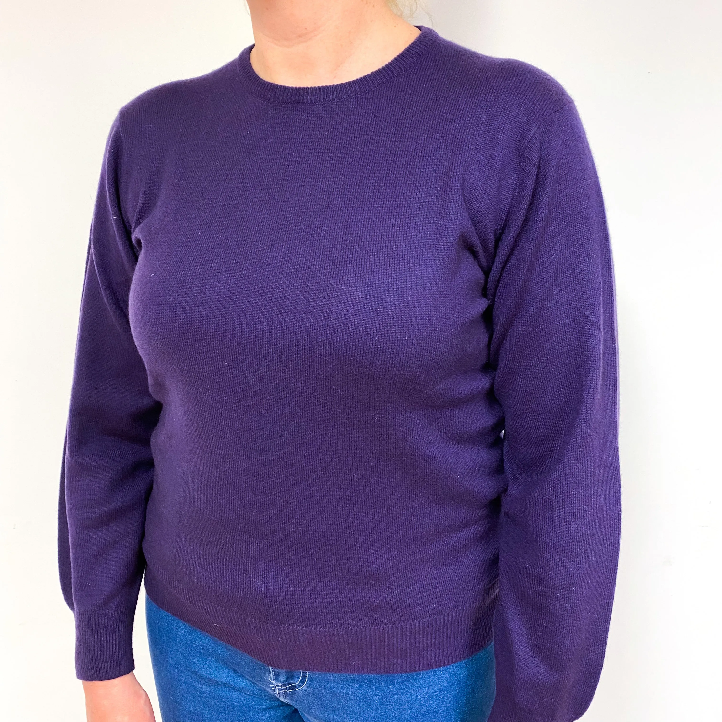 Deep Iris Purple Cashmere Crew Neck Jumper Large