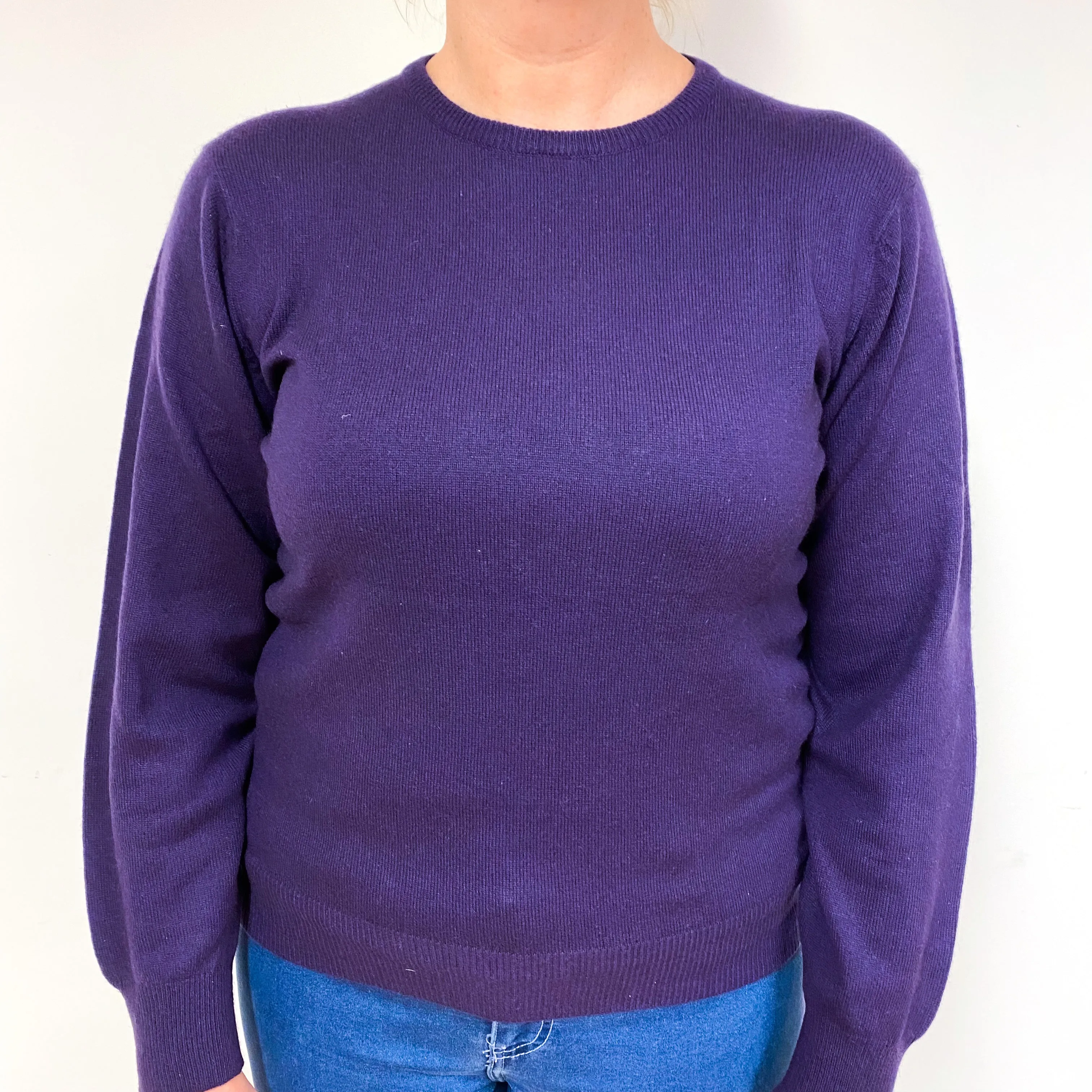 Deep Iris Purple Cashmere Crew Neck Jumper Large