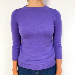 Deep Lavender Purple Cashmere Crew Neck Jumper Small