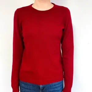 Deep Ruby Red Cashmere Crew Neck Jumper Extra Small