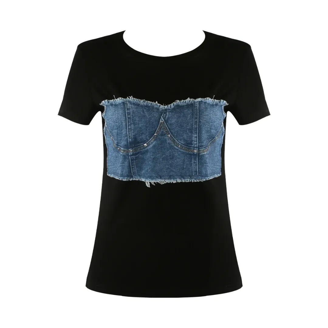 Denim Corset Print T'Shirt