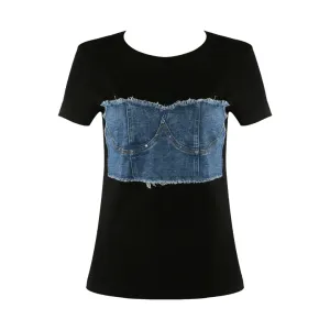 Denim Corset Print T'Shirt