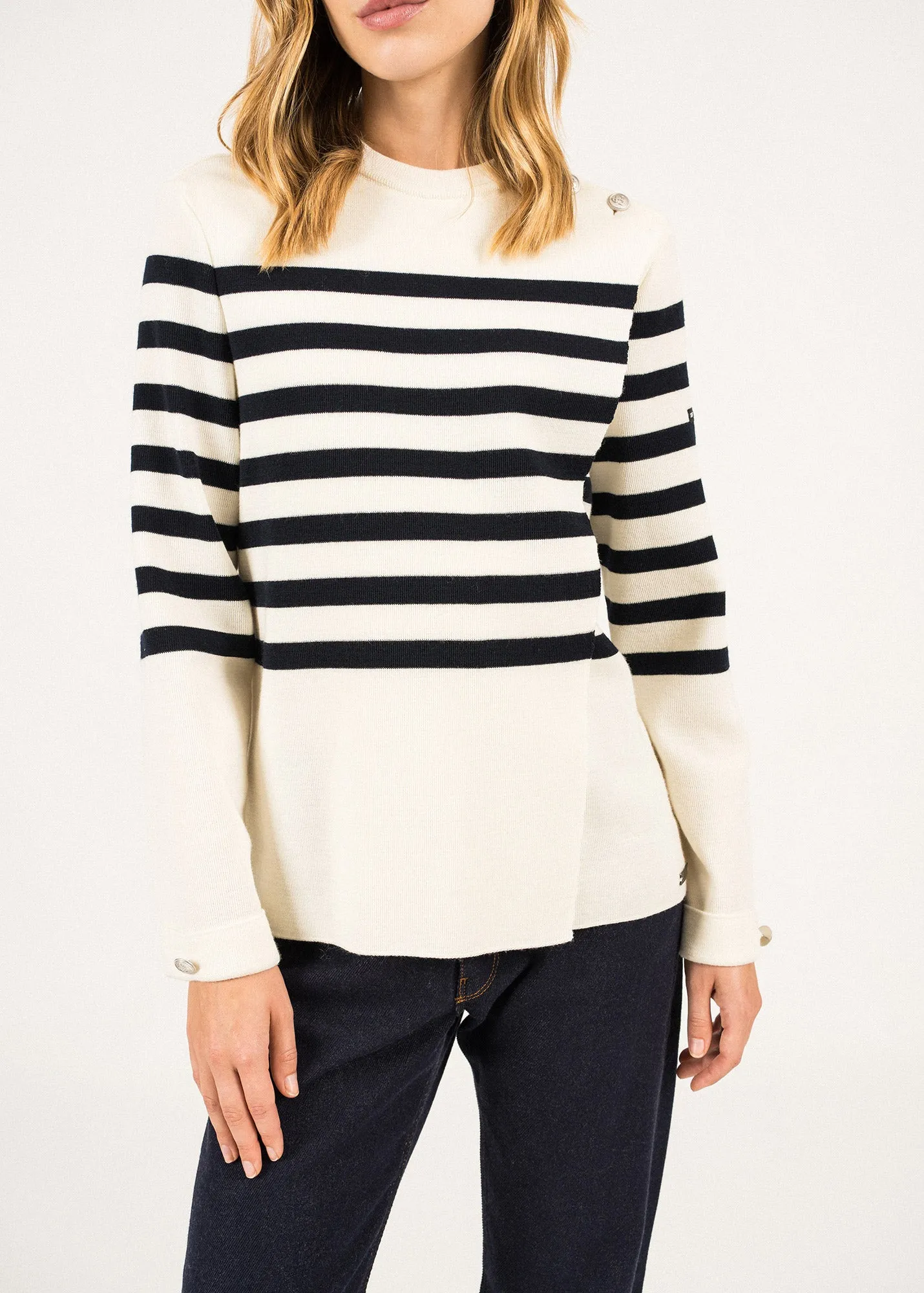 Docks Striped Wraparound Jumper - SAINT JAMES x Romain Brifault (ECUME/NAVY)