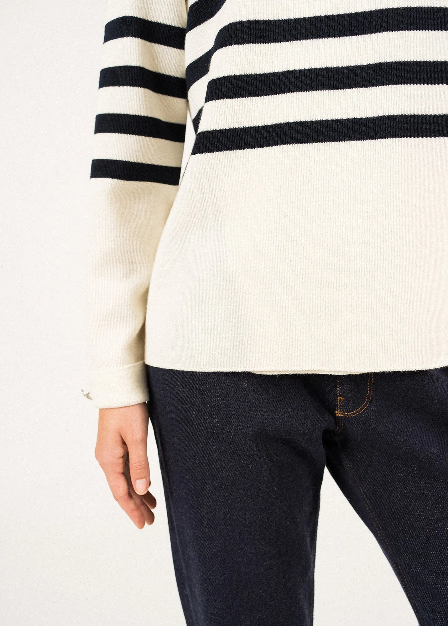 Docks Striped Wraparound Jumper - SAINT JAMES x Romain Brifault (ECUME/NAVY)