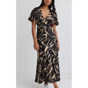 Dress Anticipate Maxi - Black Caramel Abstract