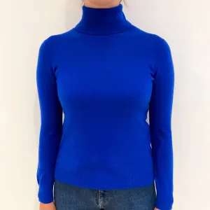 Electric Blue Cashmere Polo Neck Jumper Small