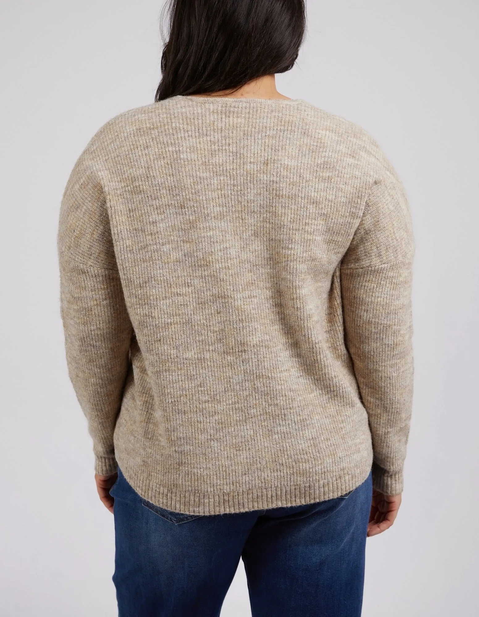 Elm Verity V Neck Knit Jumper Oat