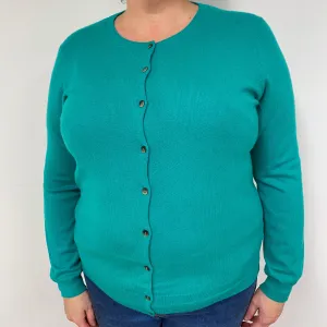 Emerald Green Cashmere Crew Neck Cardigan Extra Large