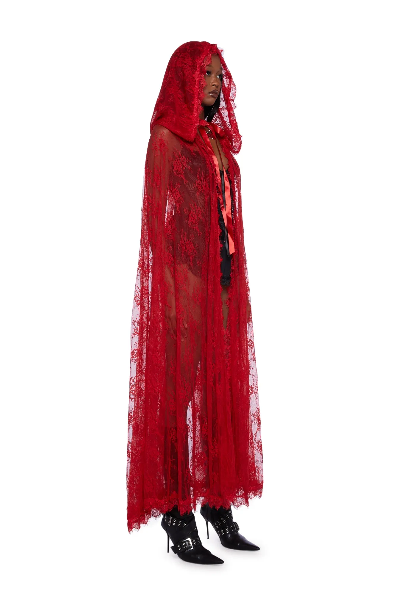 Endless Sorrow Lace Cape - Red