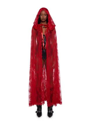 Endless Sorrow Lace Cape - Red