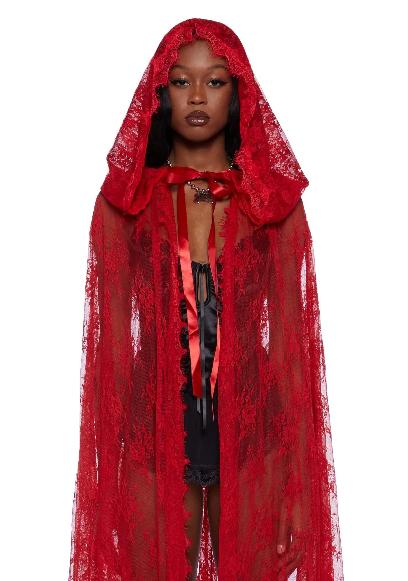 Endless Sorrow Lace Cape - Red