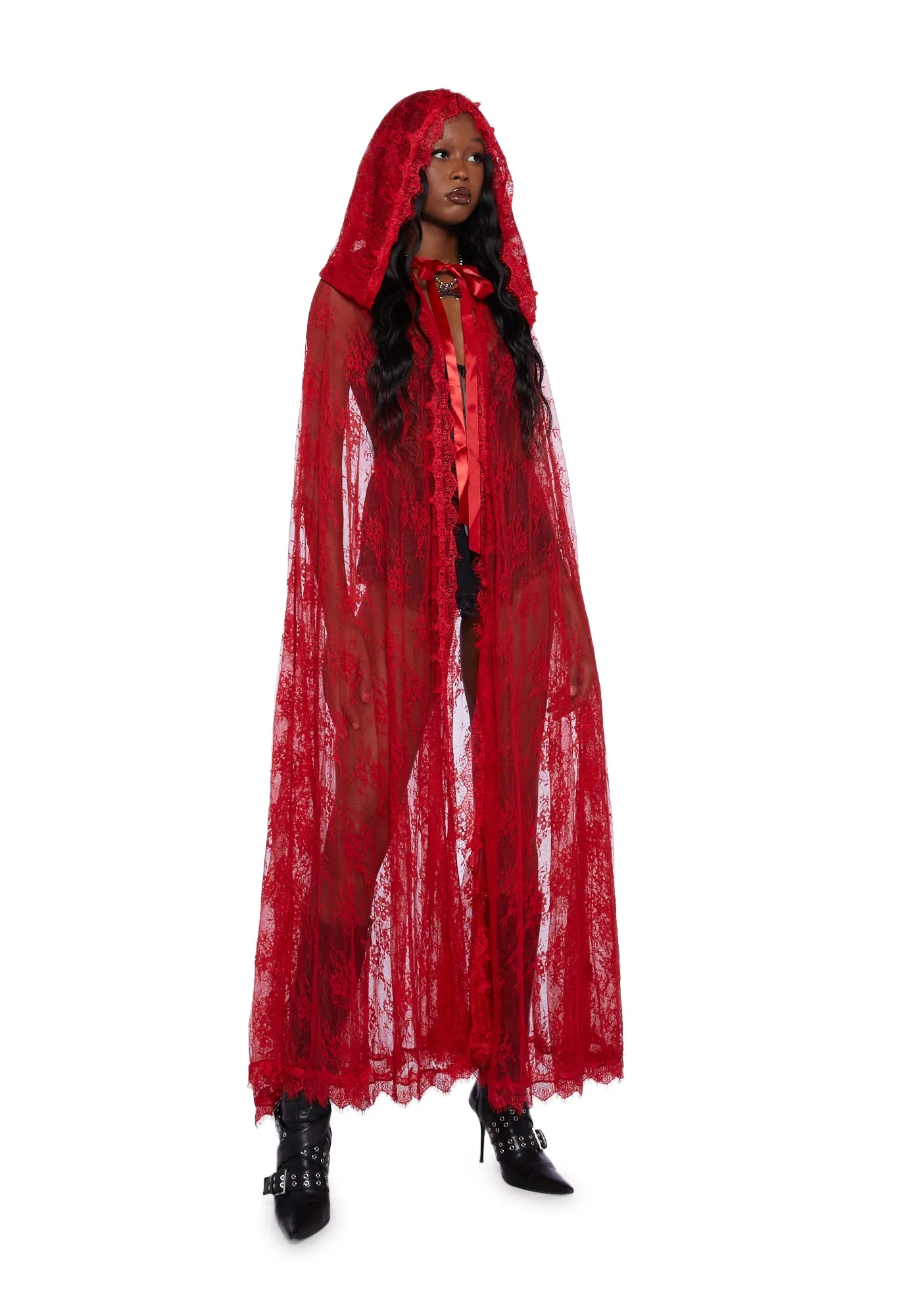 Endless Sorrow Lace Cape - Red