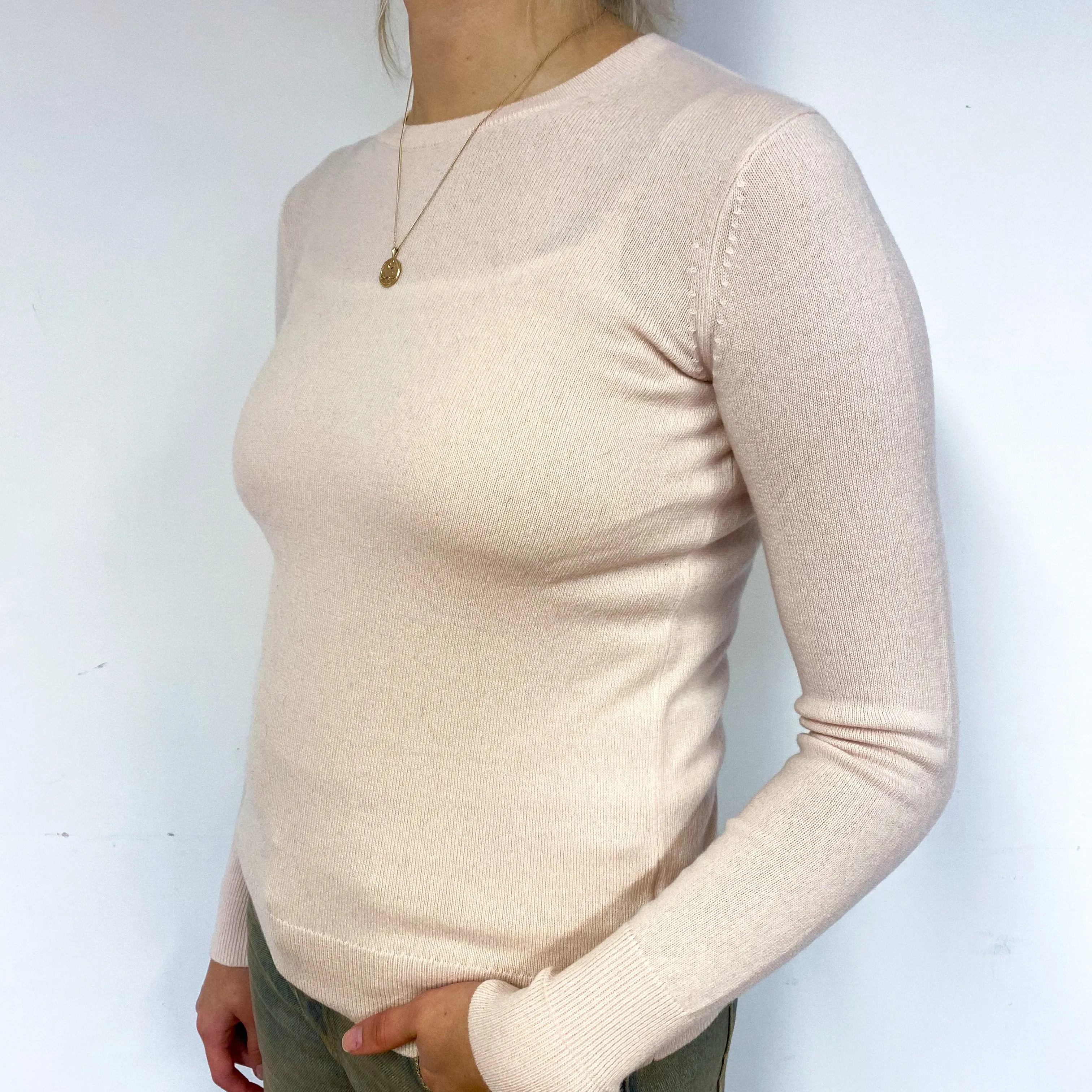 Everlane Shell Pink Cashmere Crew Neck Jumper Small