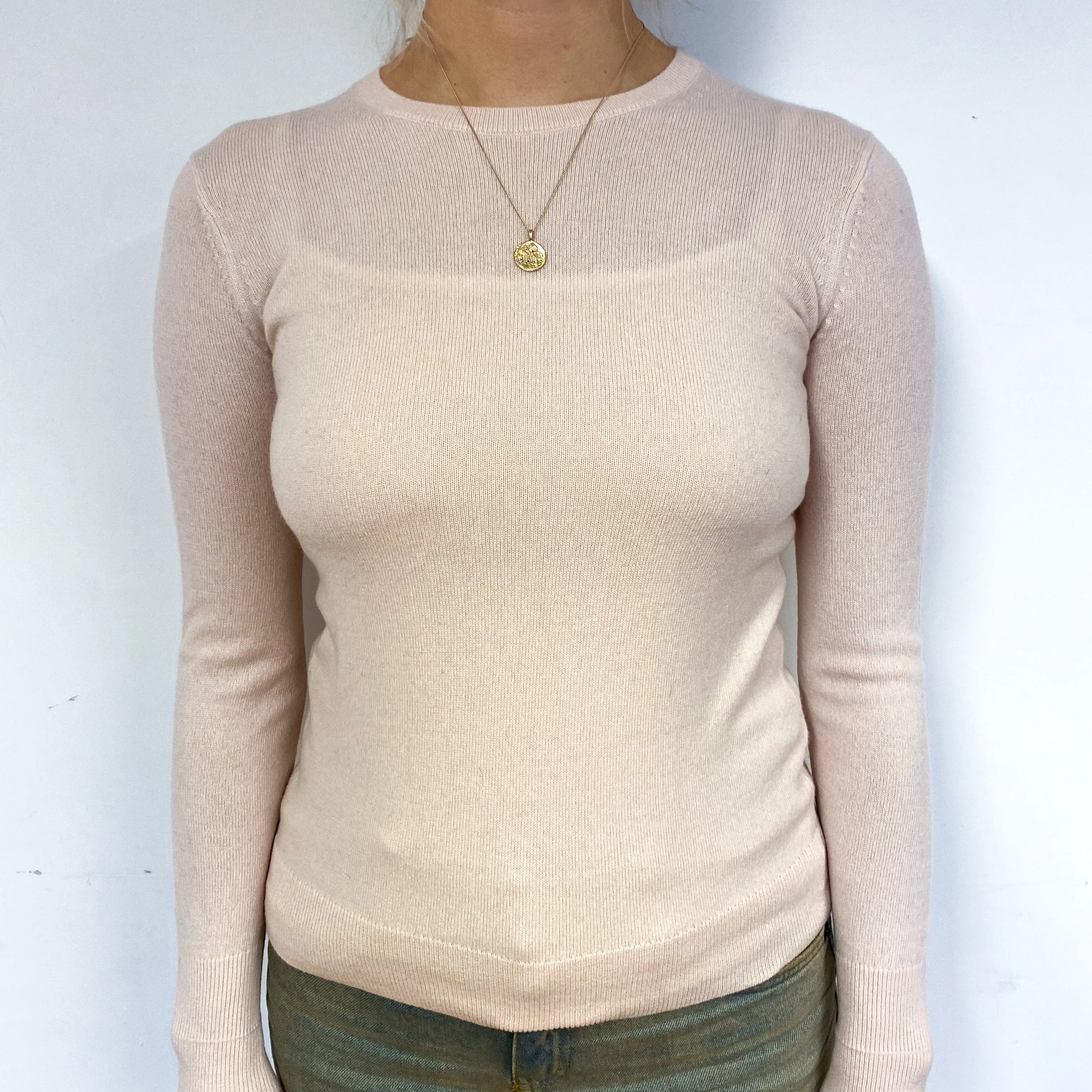 Everlane Shell Pink Cashmere Crew Neck Jumper Small