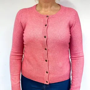 Flamingo Pink Cashmere Crew Neck Cardigan Large