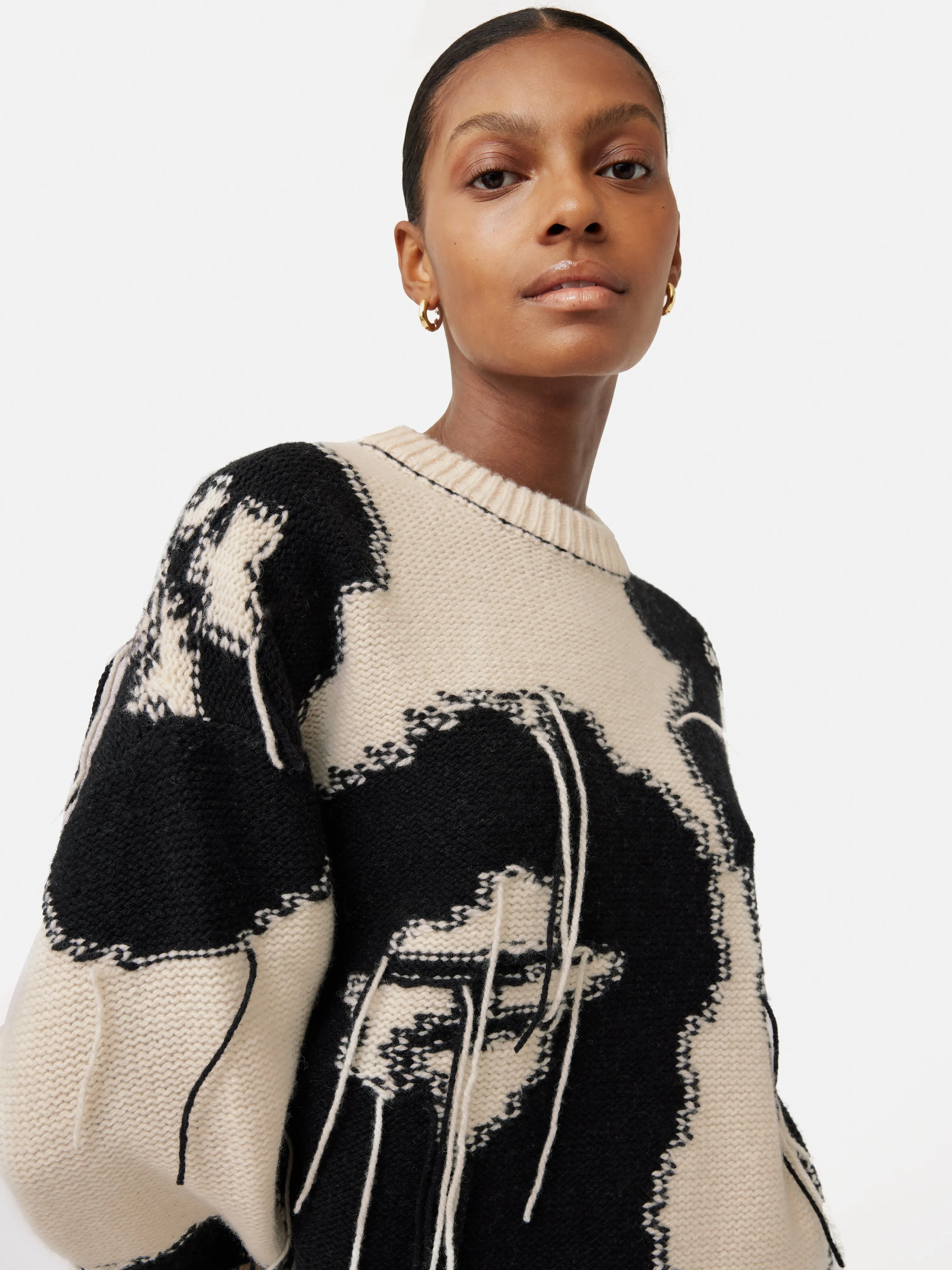 Floral Intarsia Jumper | Monochrome