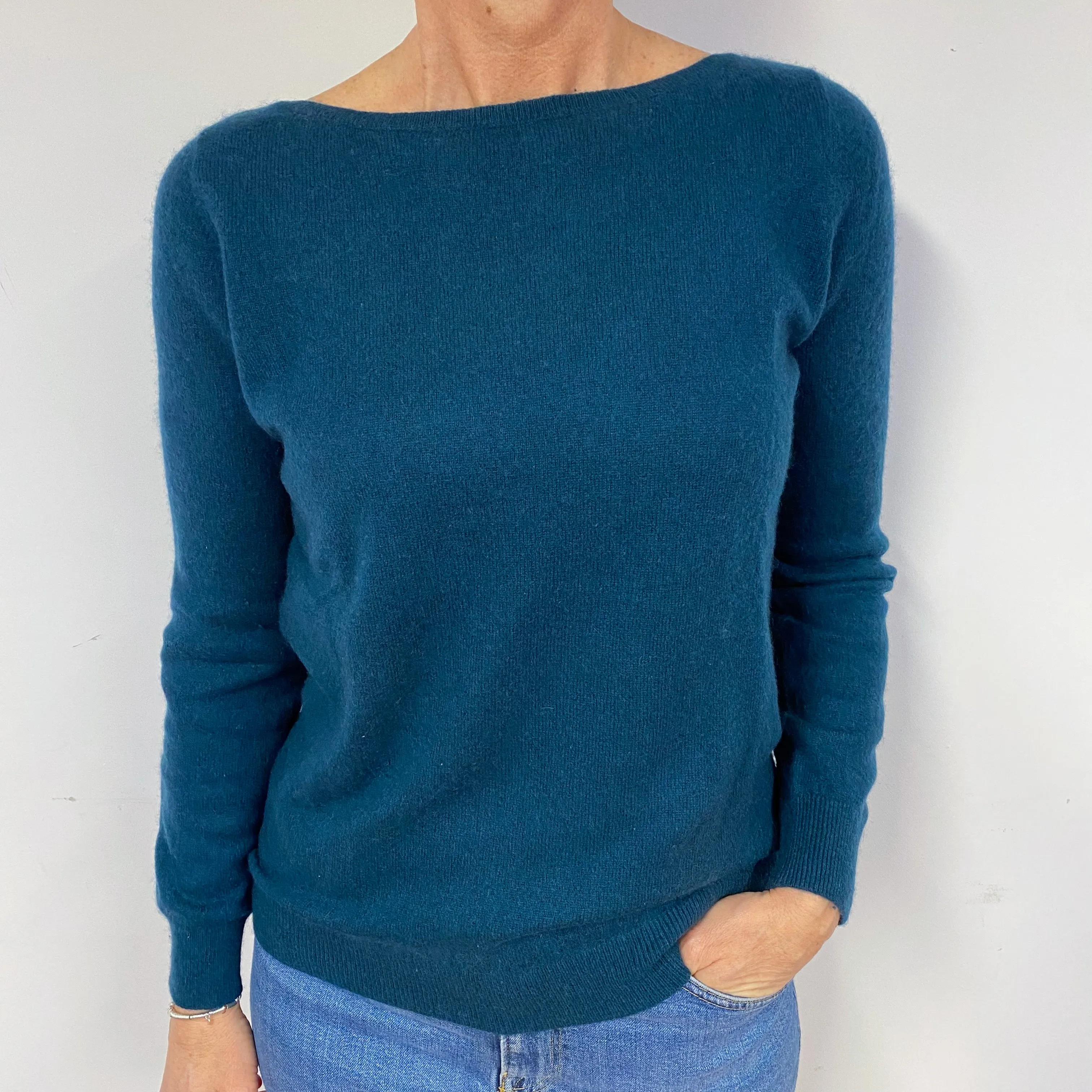 Forest Green Cashmere Crew Neck Jumper Medium