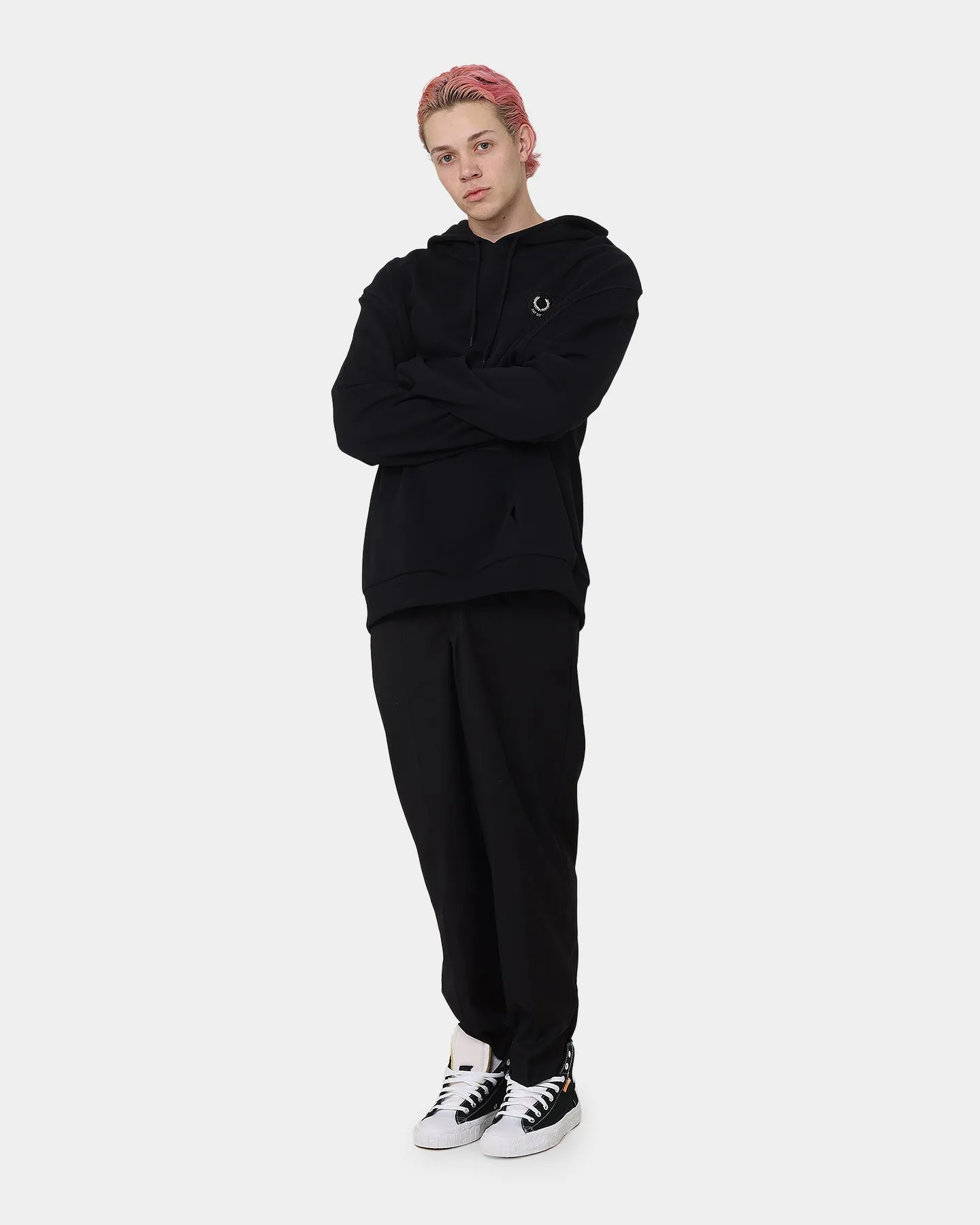 Fred Perry X Raf Simons Patched Overhead Hoodie Black