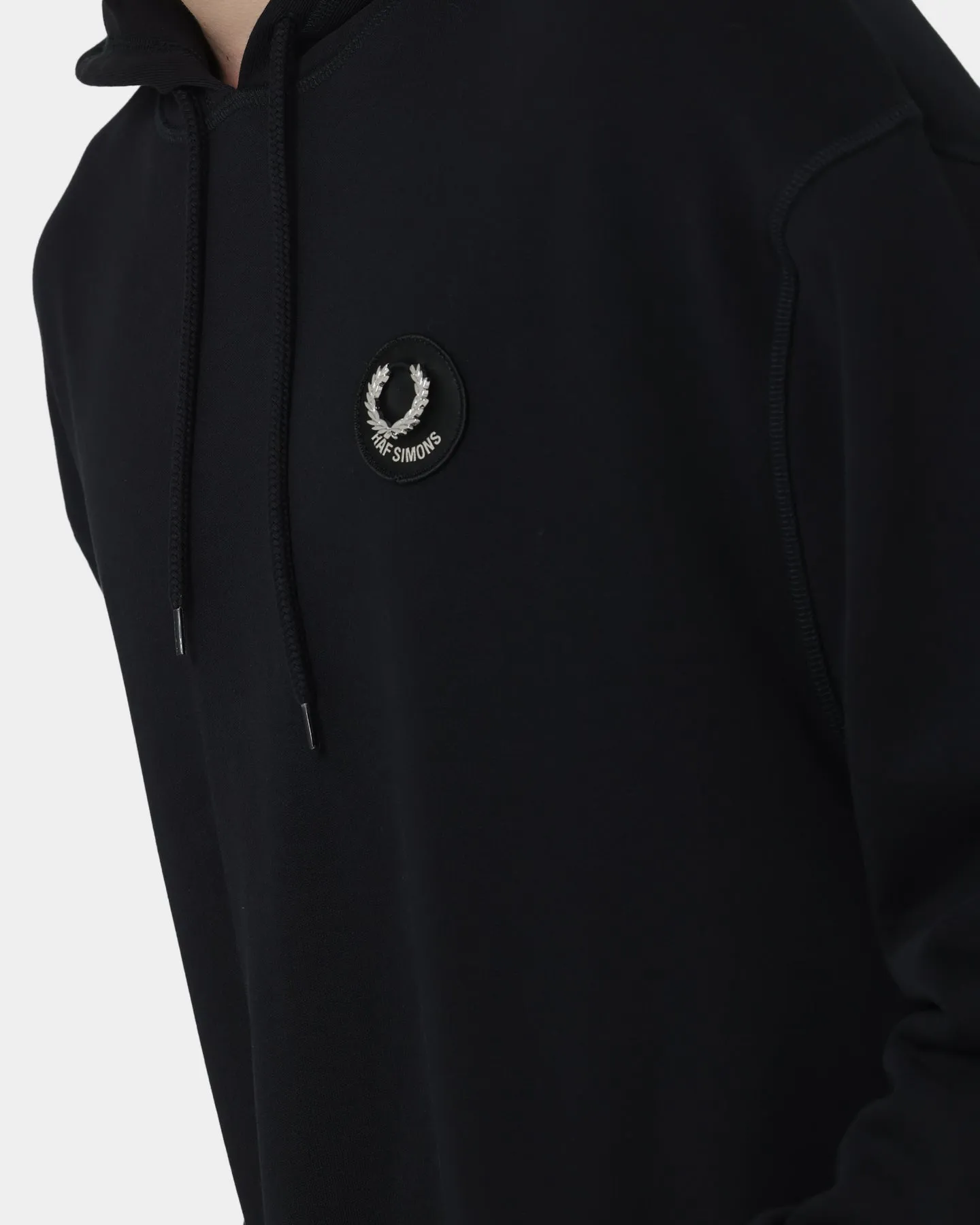 Fred Perry X Raf Simons Patched Overhead Hoodie Black