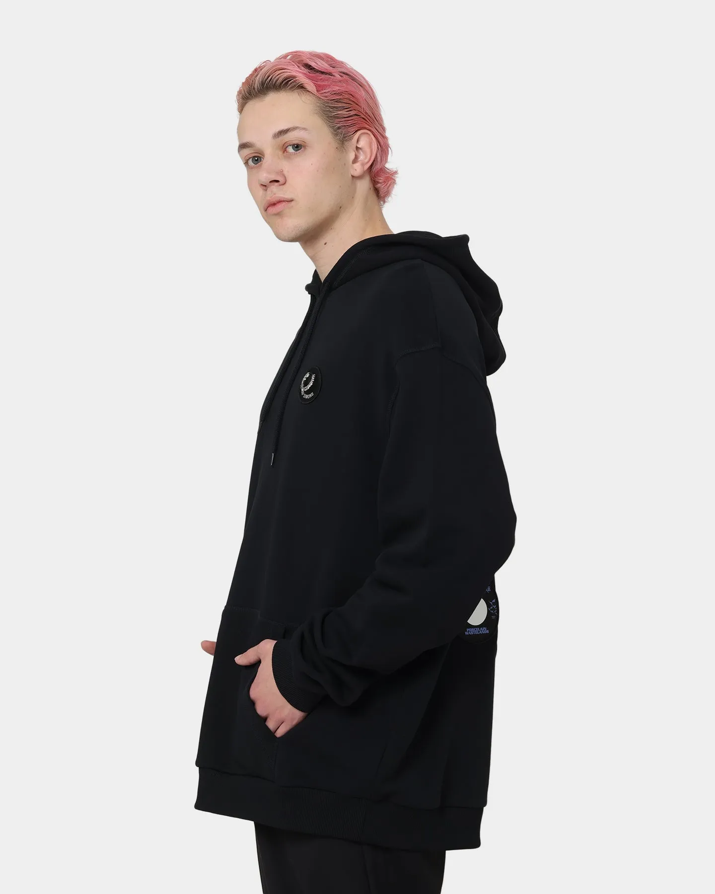 Fred Perry X Raf Simons Patched Overhead Hoodie Black