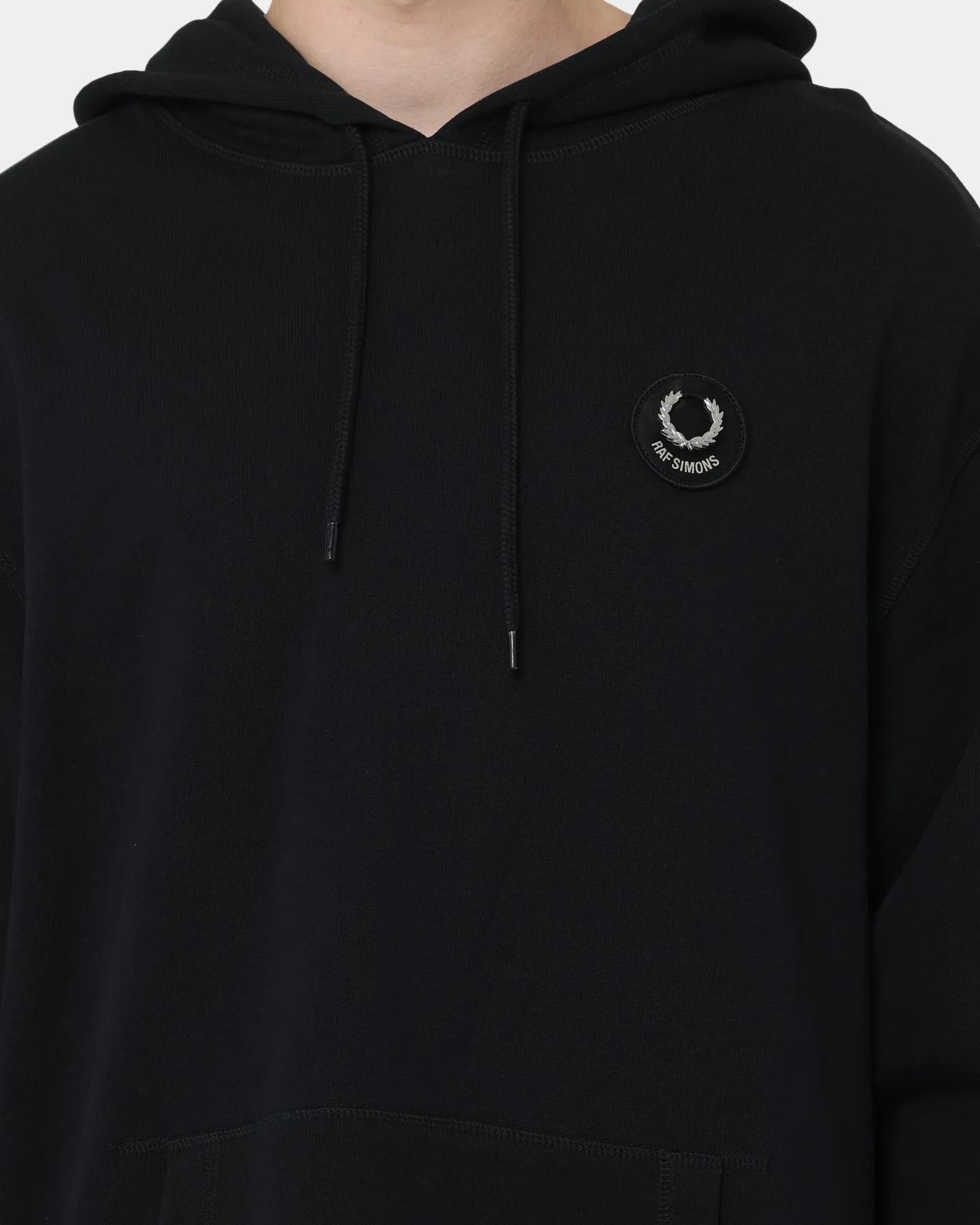 Fred Perry X Raf Simons Patched Overhead Hoodie Black