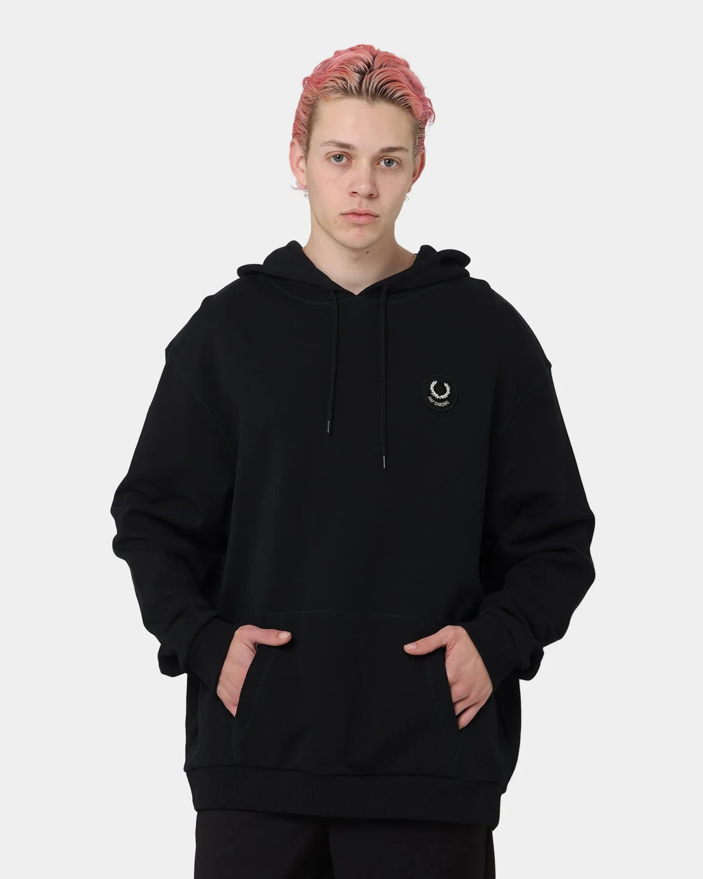 Fred Perry X Raf Simons Patched Overhead Hoodie Black