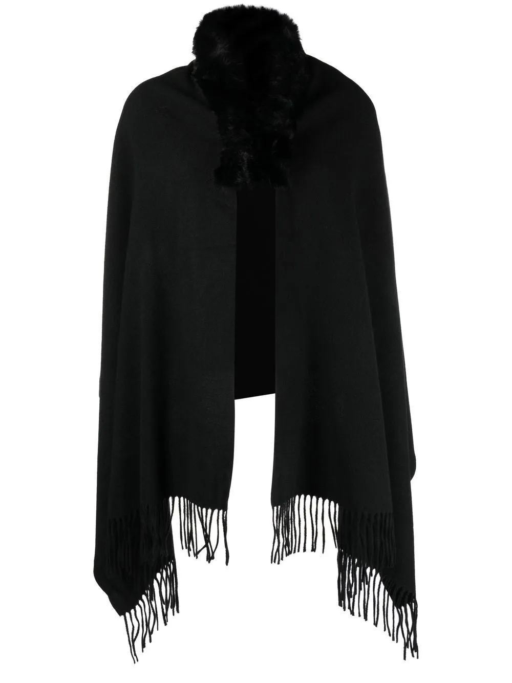 Fringed cape-style scarf