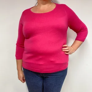 Fuchsia Pink Cashmere Crew Neck Jumper Extra Large/ Petite