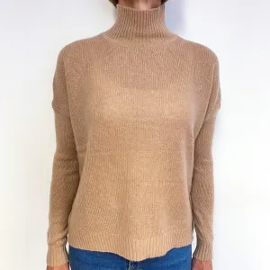 Fudge Brown Boxy Cashmere Turtle Neck Jumper Medium