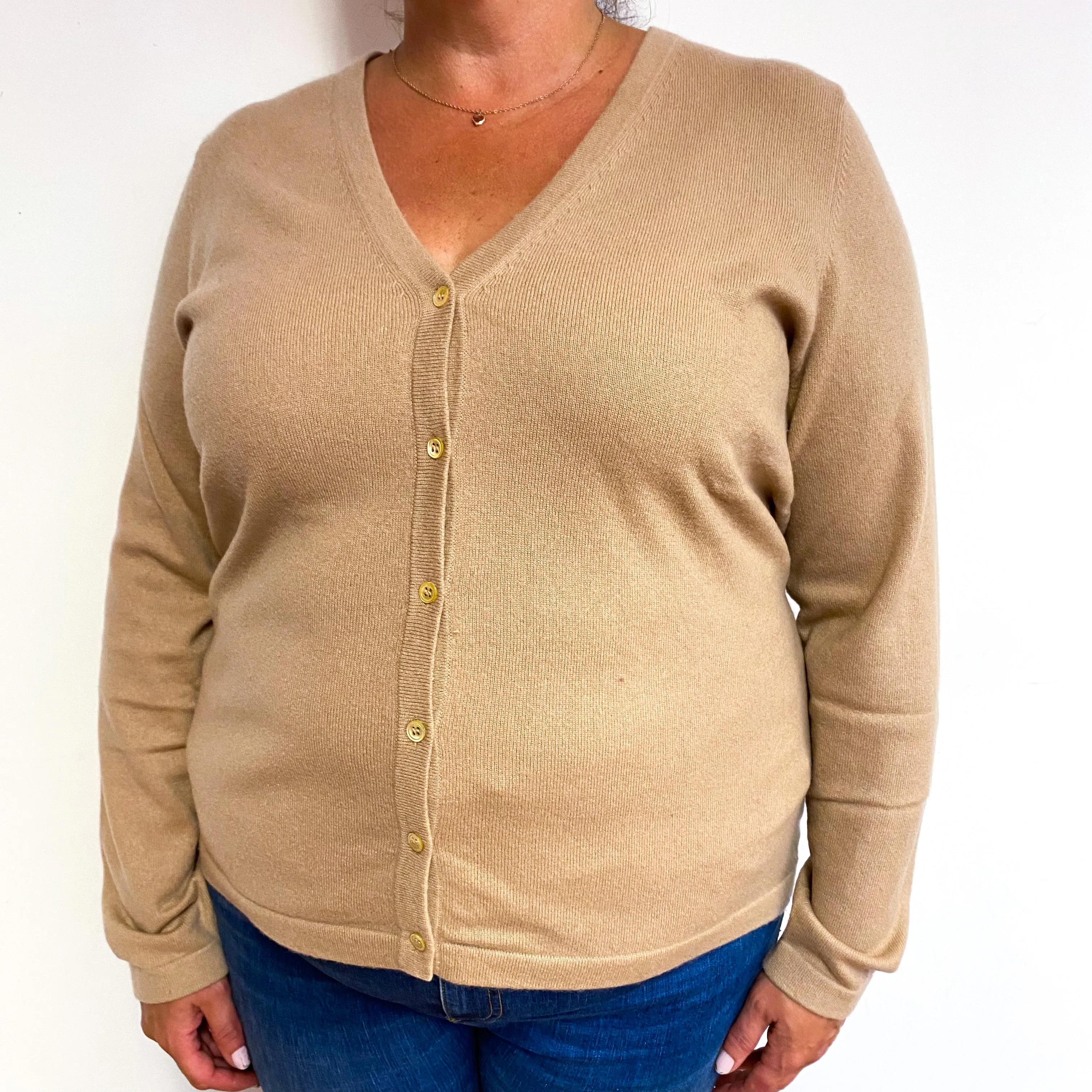 Fudge Brown Cashmere V-Neck Cardigan Extra Large