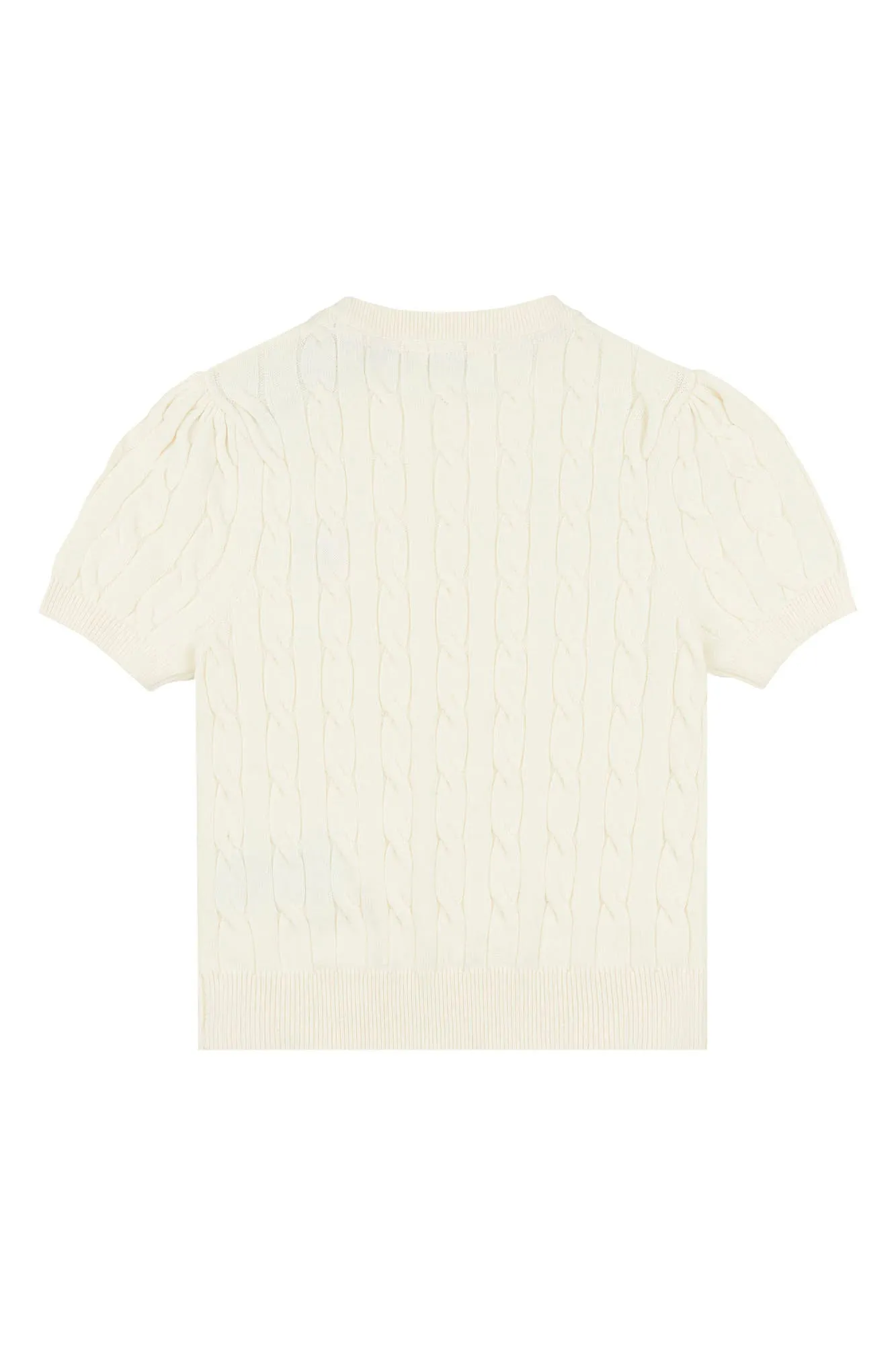 Girls Cable Knit Short Sleeve Jumper in Egret