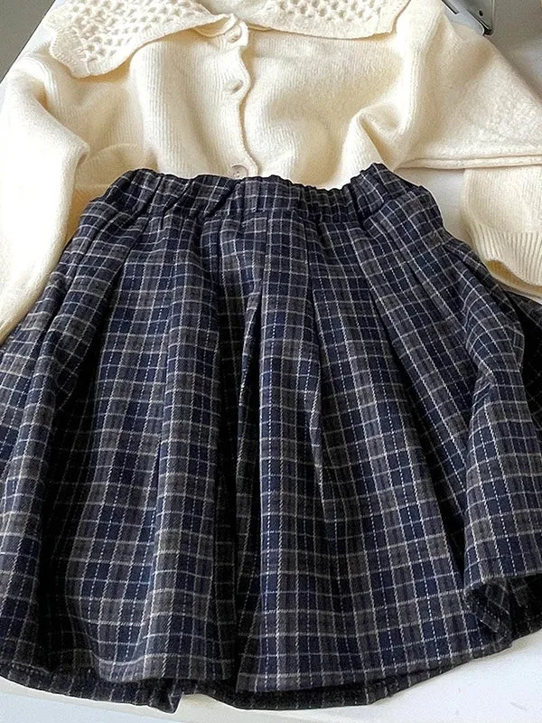 Girls Slim Plaid A-line Skirt Below The Knee - Renne Skirt