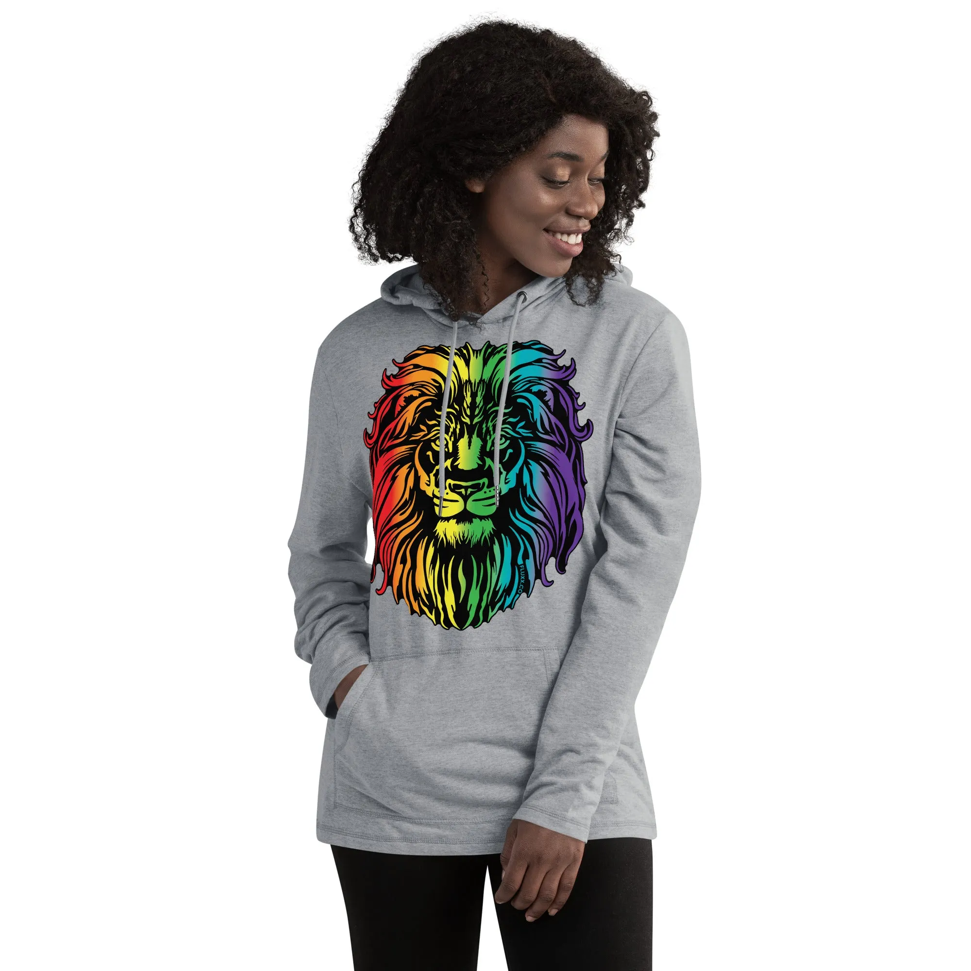 Grey Heart of a Lion Pride Lightweight Hoodie Black/Rainbow