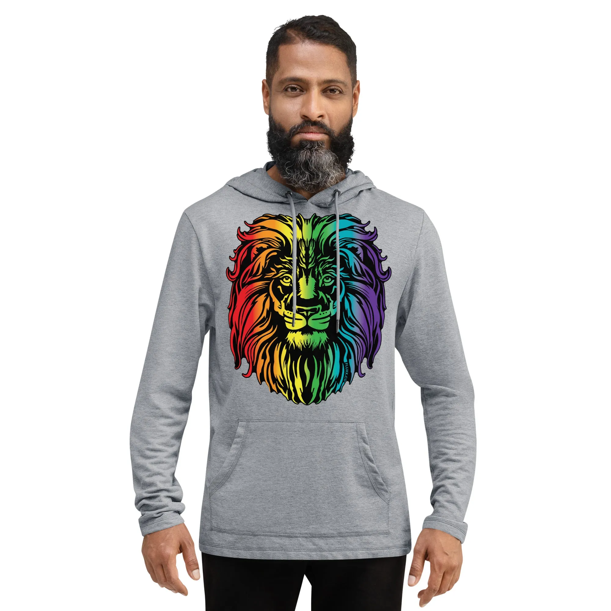 Grey Heart of a Lion Pride Lightweight Hoodie Black/Rainbow