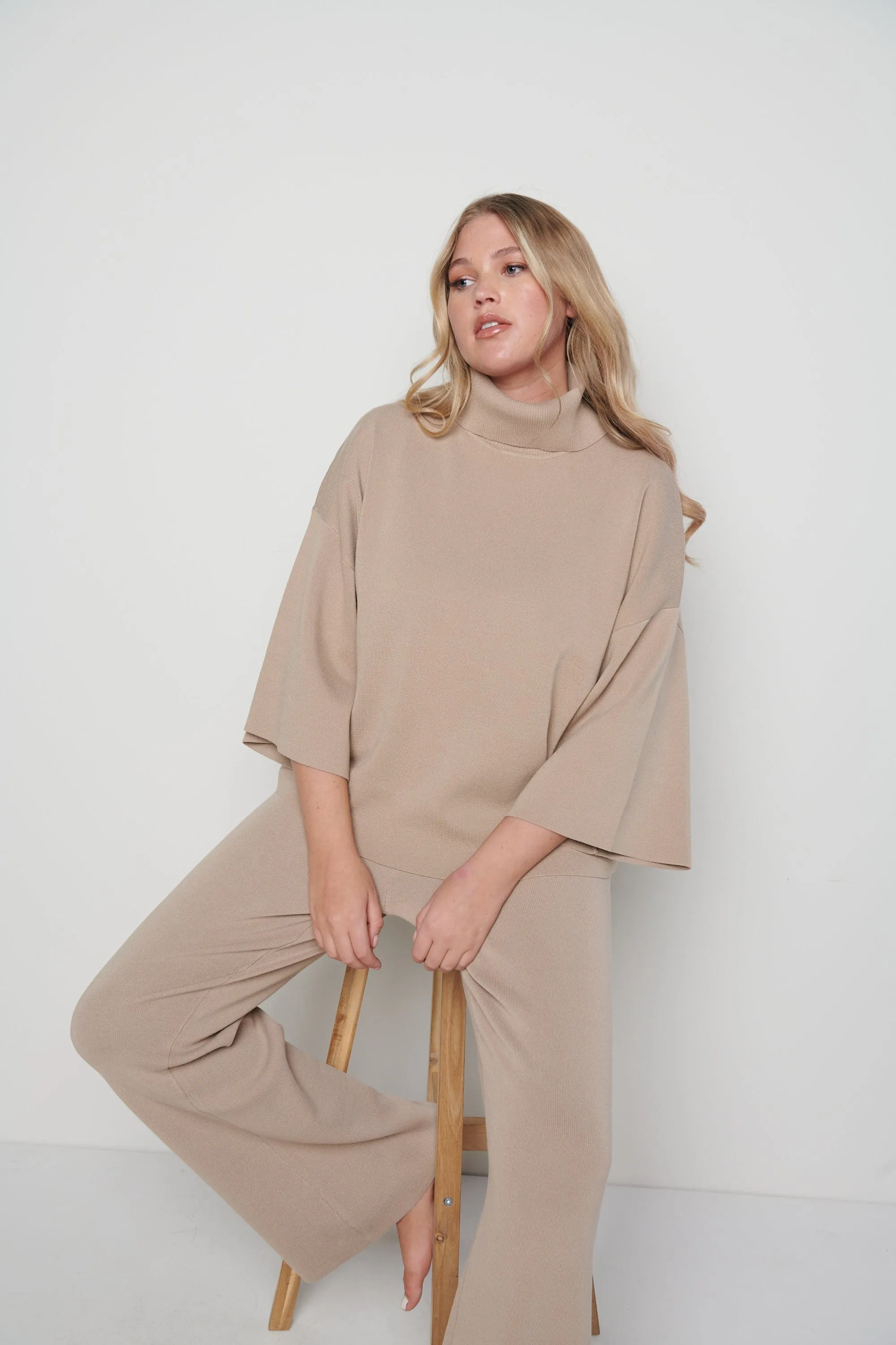 Hayden Kimono Sleeve Jumper - Beige