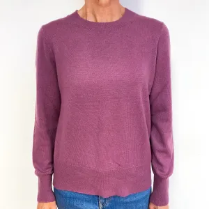 Heather Purple Cashmere Crew Neck Jumper Medium