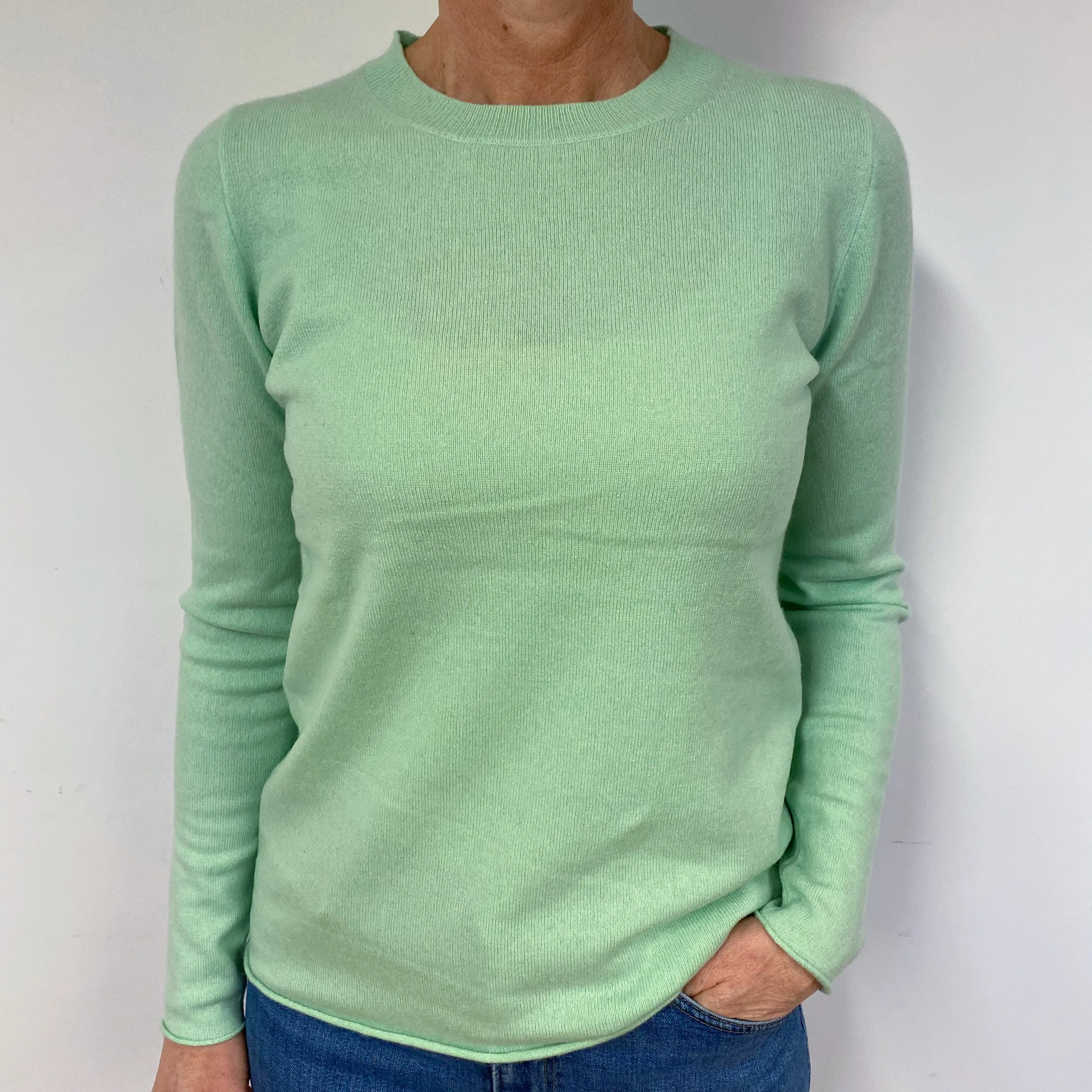 Hellebore Green Cashmere Crew Neck Jumper Medium