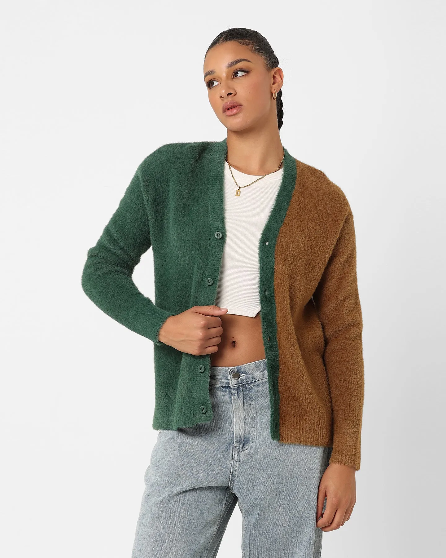 HUF Women's Feels Good Cardigan Brown