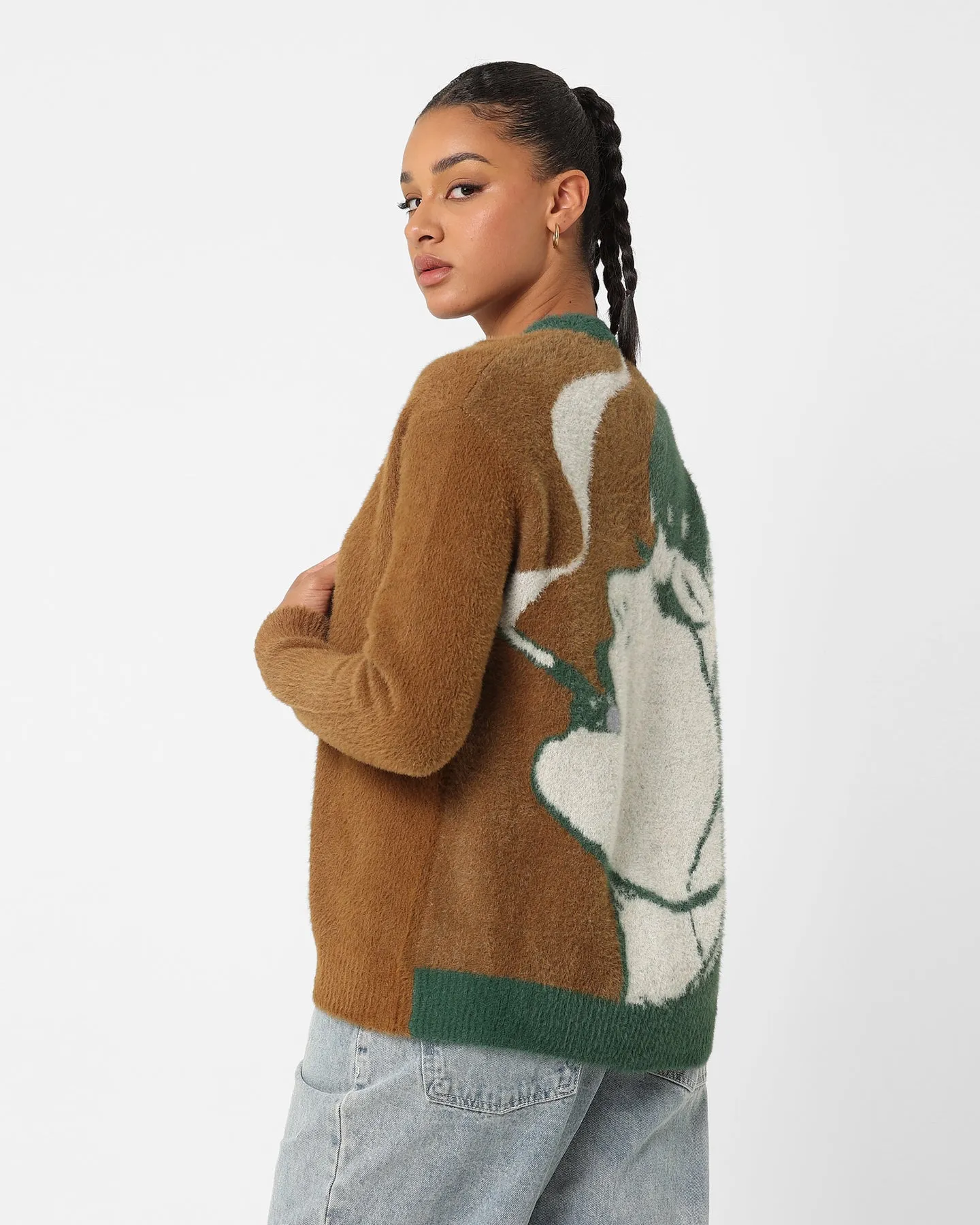 HUF Women's Feels Good Cardigan Brown