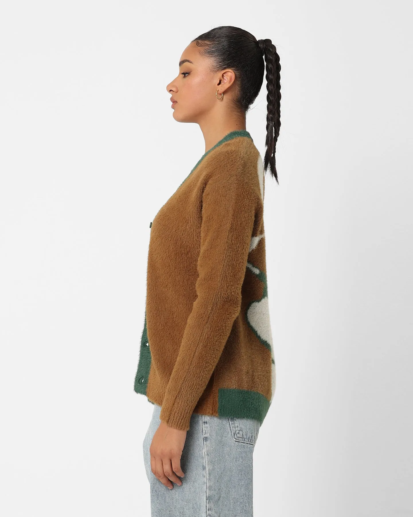 HUF Women's Feels Good Cardigan Brown