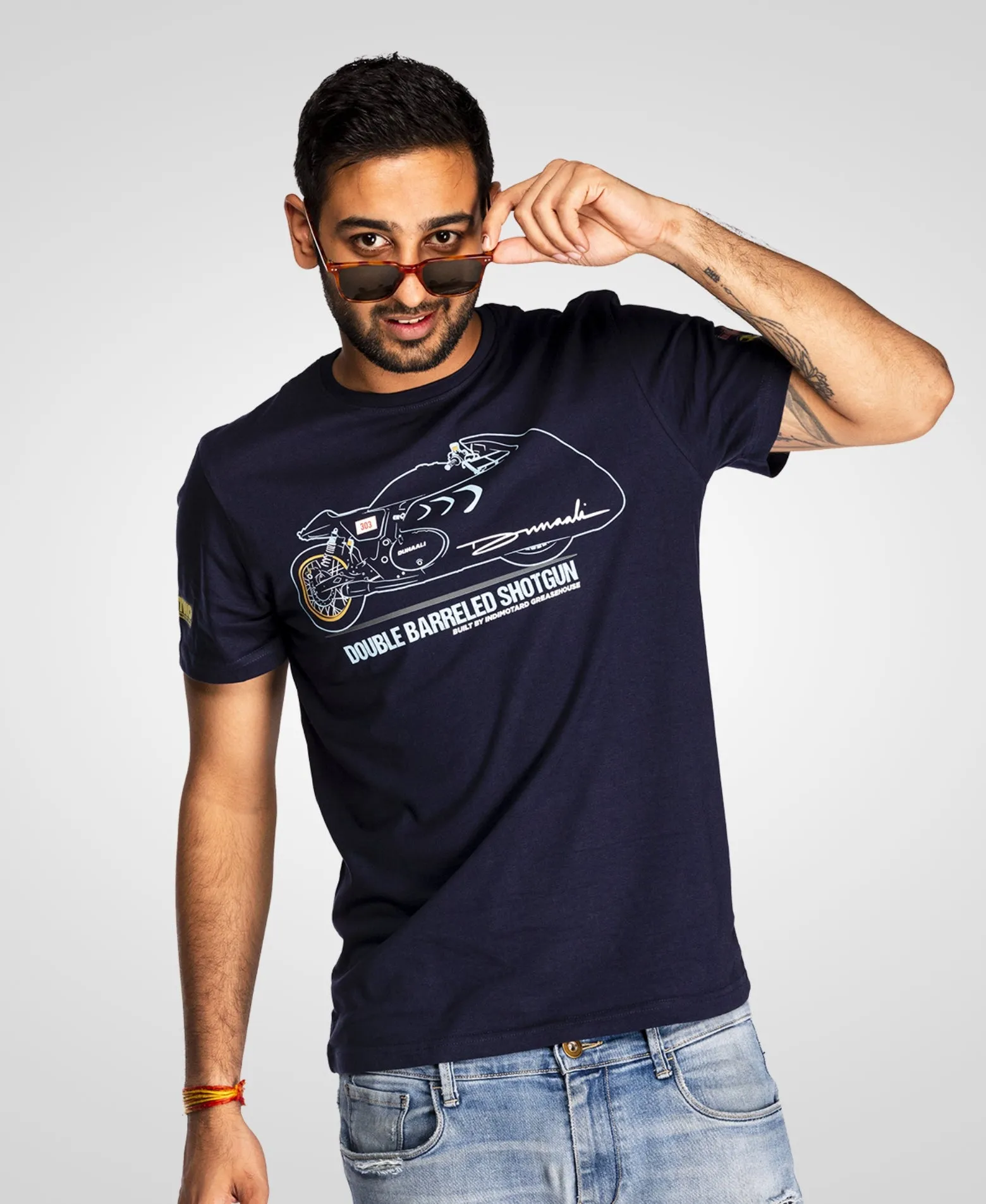 Indimotard Double Barreled Shotgun T-Shirt