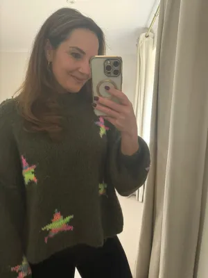 Khaki Star Knit Jumper