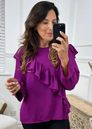 Kimberly Purple Frill Detail Blouse