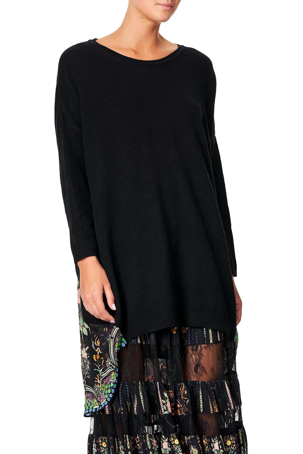 Long Sleeve Jumper W/ Print Back- Rebelle Rebelle