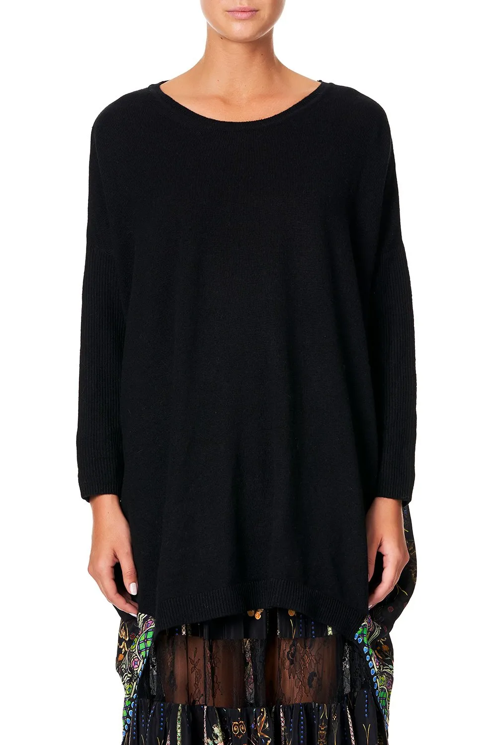 Long Sleeve Jumper W/ Print Back- Rebelle Rebelle