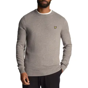 Lyle & Scott Cotton Merino Blend Crew Neck Pullover - Mid Grey Marl