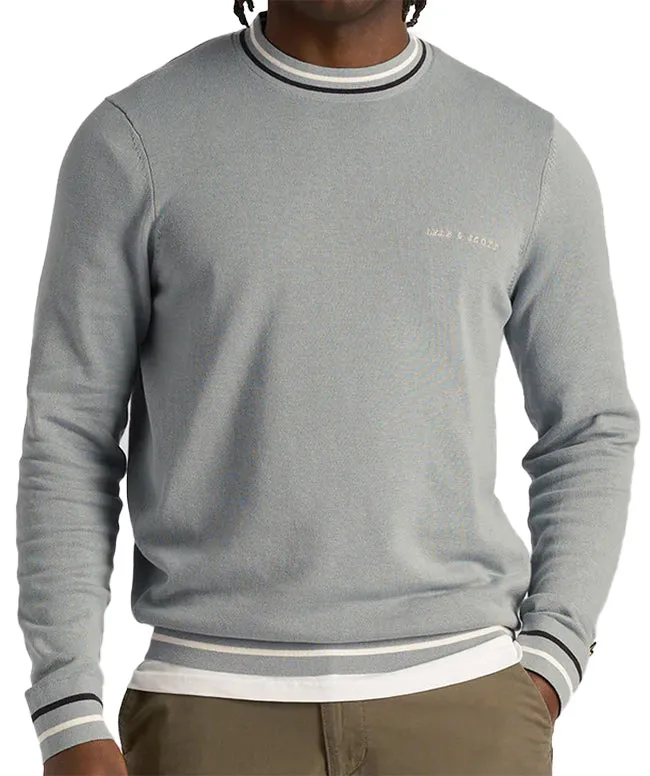 Lyle and Scott Mens Tipped Crew Neck Jumper Slate Blue