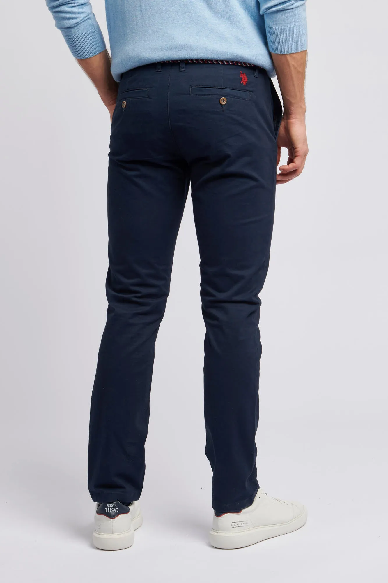 Mens Classic Chinos in Dark Sapphire Navy / Haute Red DHM