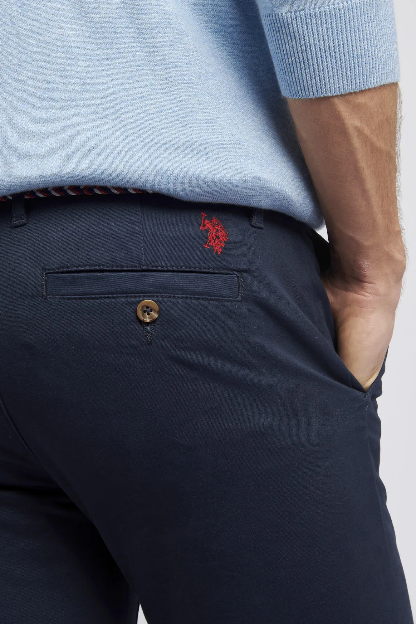 Mens Classic Chinos in Dark Sapphire Navy / Haute Red DHM